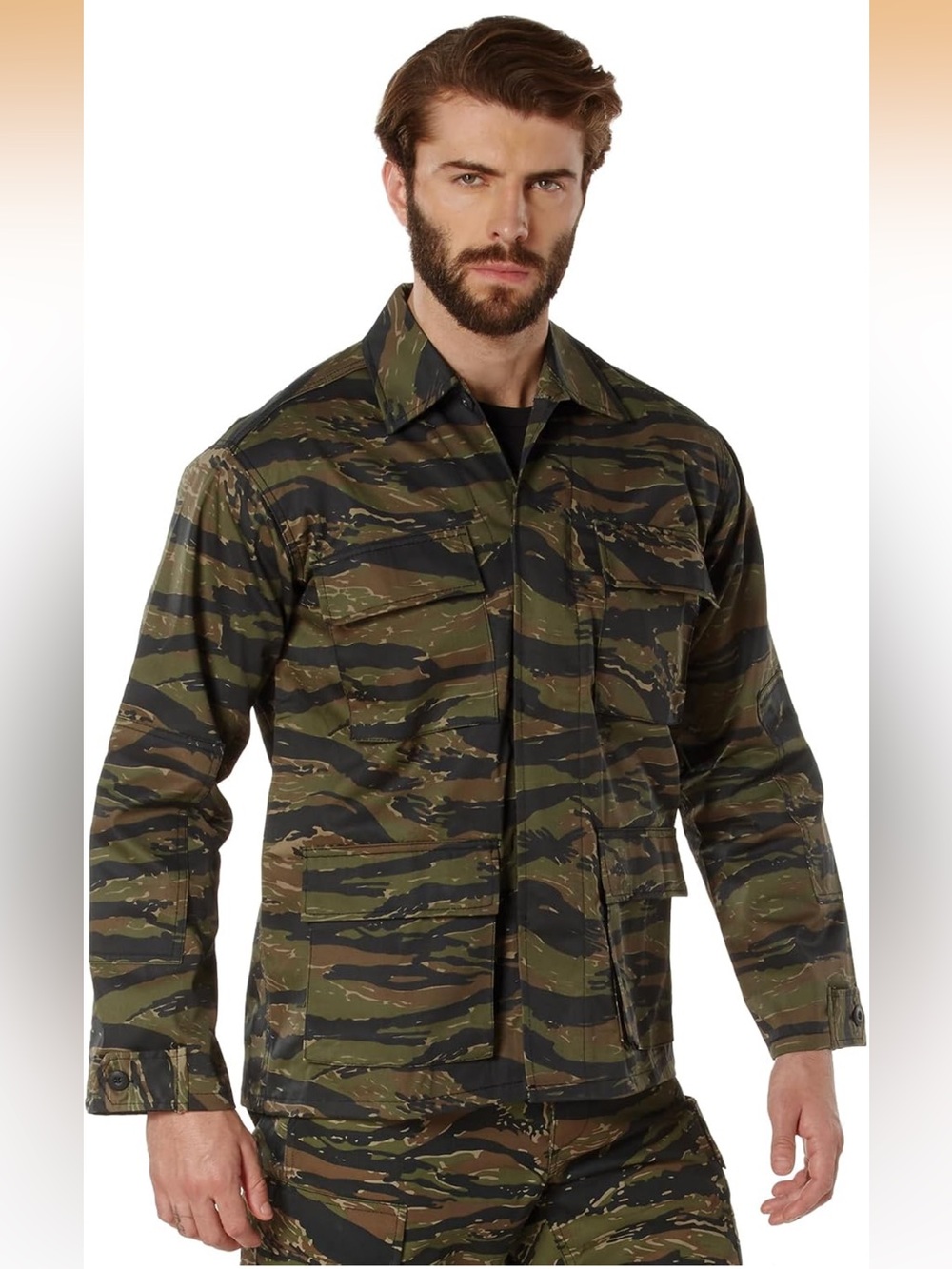 Rothco men’s Tiger Stripe Camouflage Field Jacket Olive Black